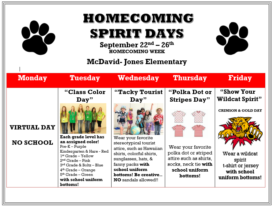 Homecoming Spirit days