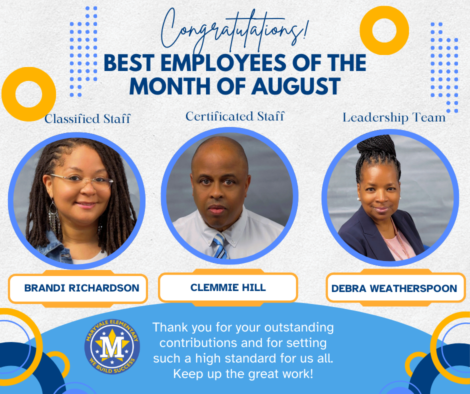 Congratulations to our Employees of the Month for the month of August!