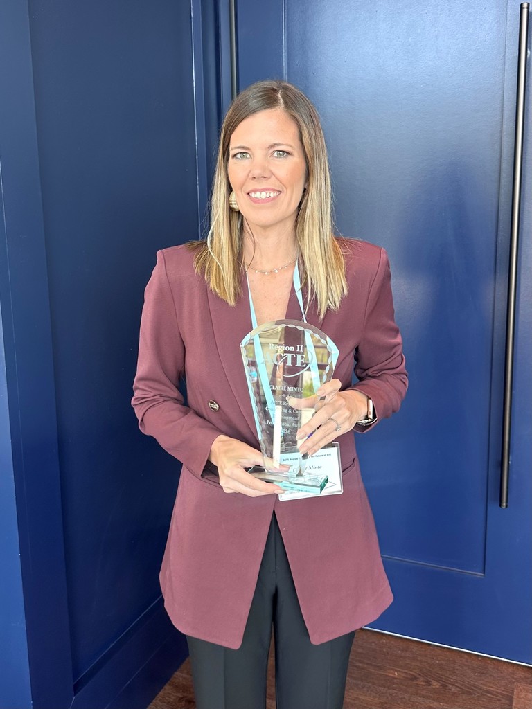 Claire Minto, Career Academies Supervisor, with ACTE Counseling & Career Development Professional Region 2 Award
