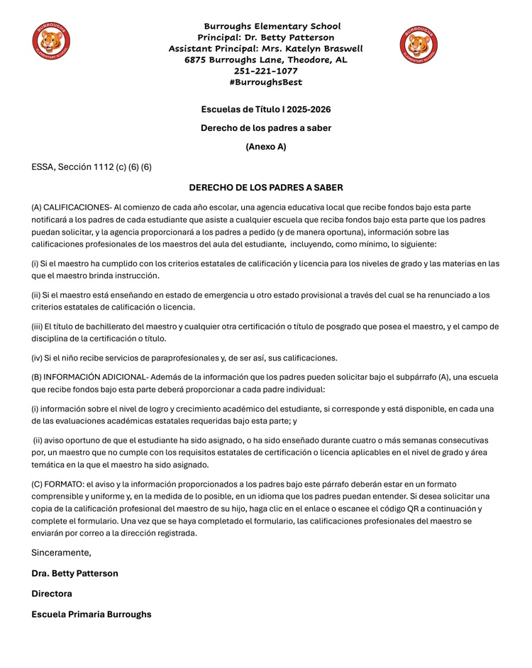 Parents right to know-Spanish