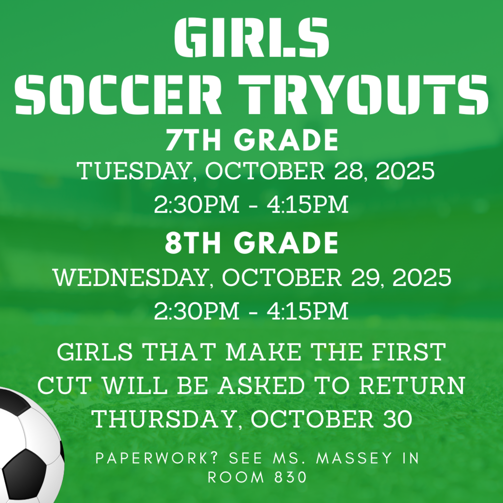 Graphic with soccer tryouts info.