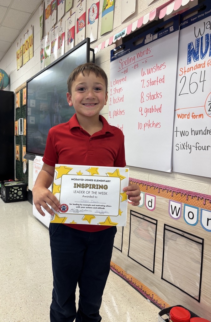 A picture of Mrs. Quall's first Leader of the Week