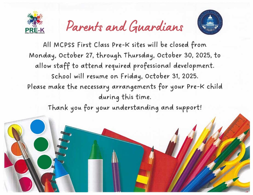 All MCPSS PRE_K sites will be closed October 27-31, 2025
