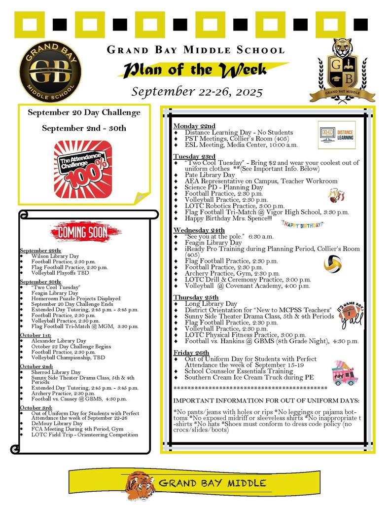 PLan of the Week 9.22-9.26