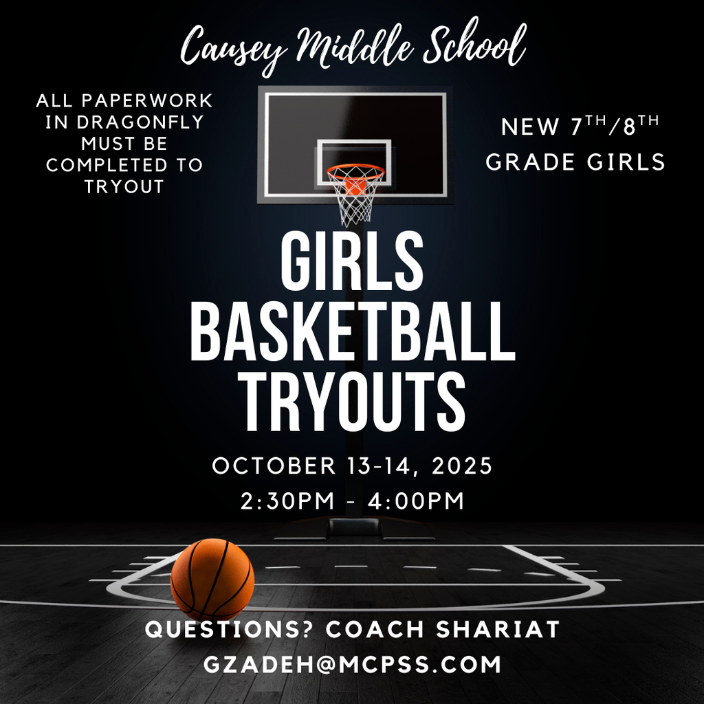 Graphic for girls basketball tryouts
