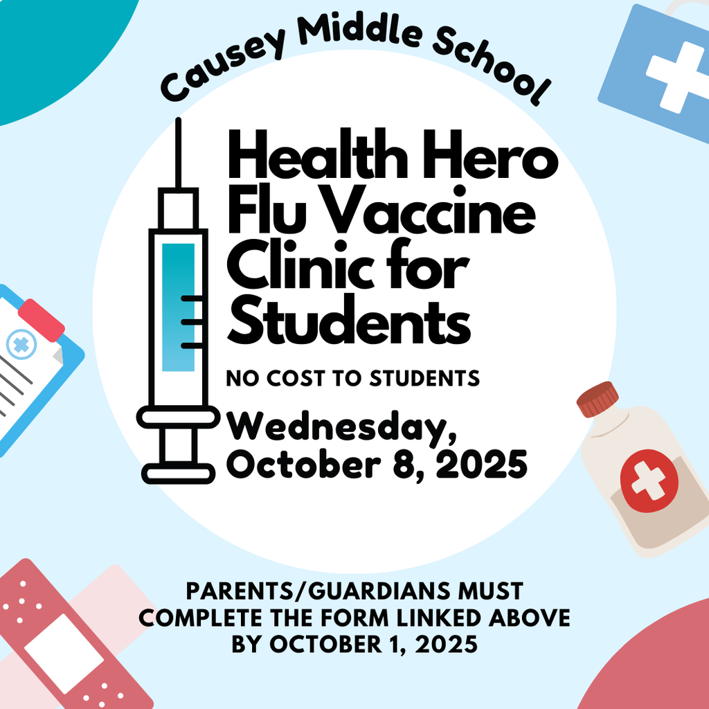 Graphic with flu vaccine clinic info for students
