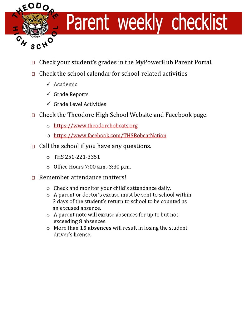 Parent Checklist