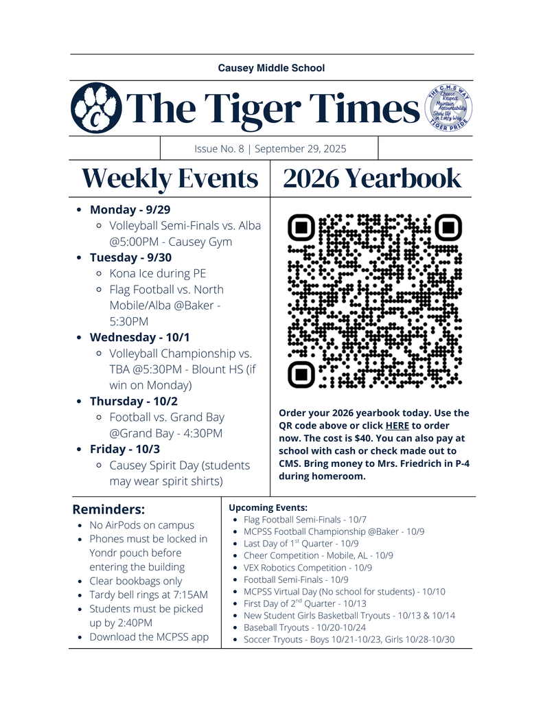 Graphic of weekly newsletter 9-29
