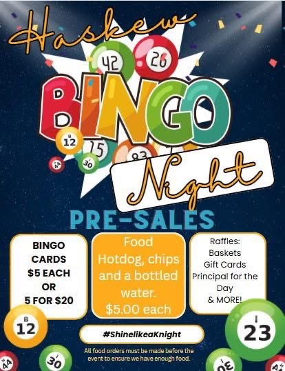 We are having 6 bingo games, food, and raffle prizes.