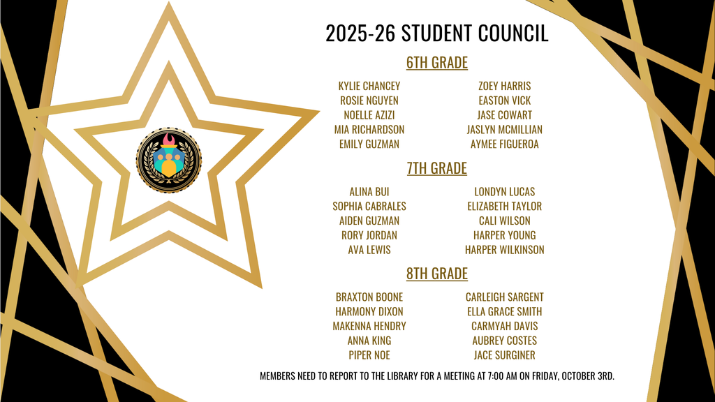 Graphic with student council names 25-26