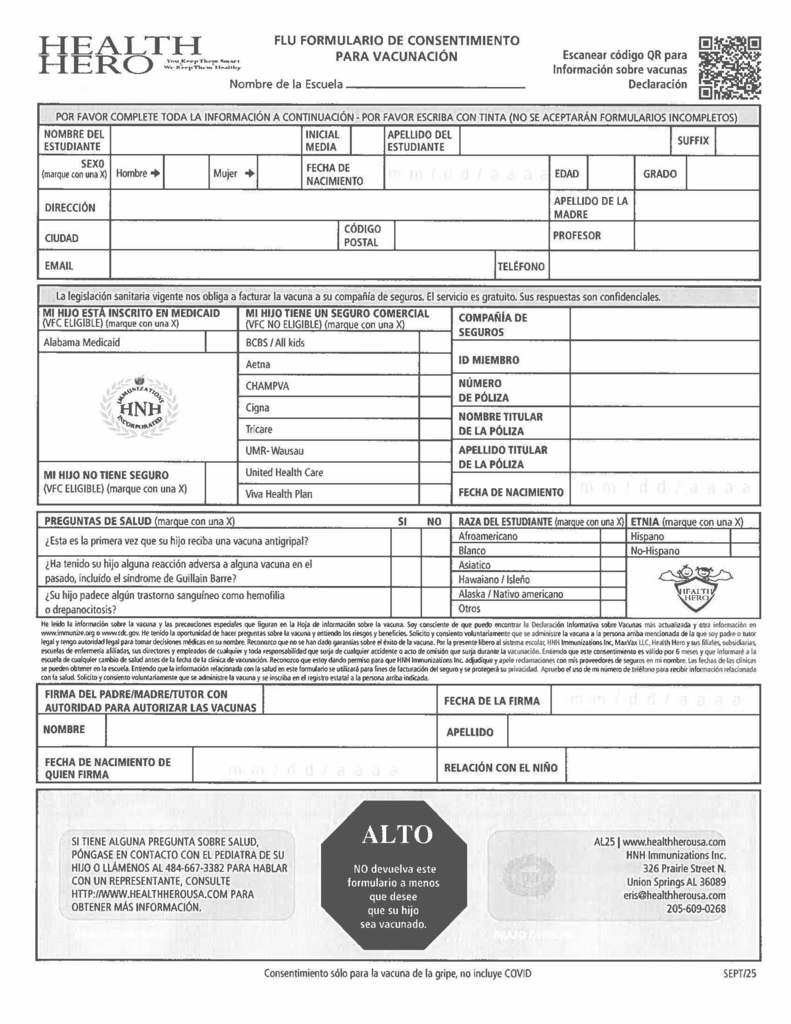 Health Hero Form Spanish
