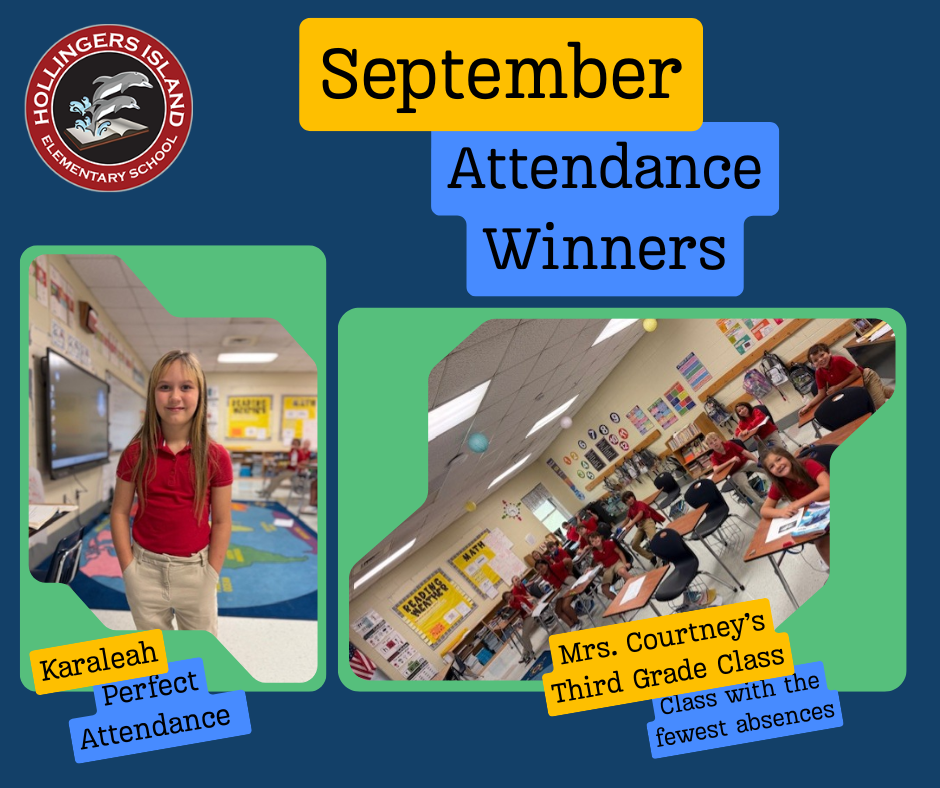 Picture of Karaleah and Mrs. Courtney's class for perfect attendance for month of September