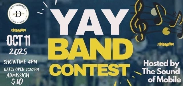 Graphic promoting the YayBand Contest on October 11 at Davidson High School 