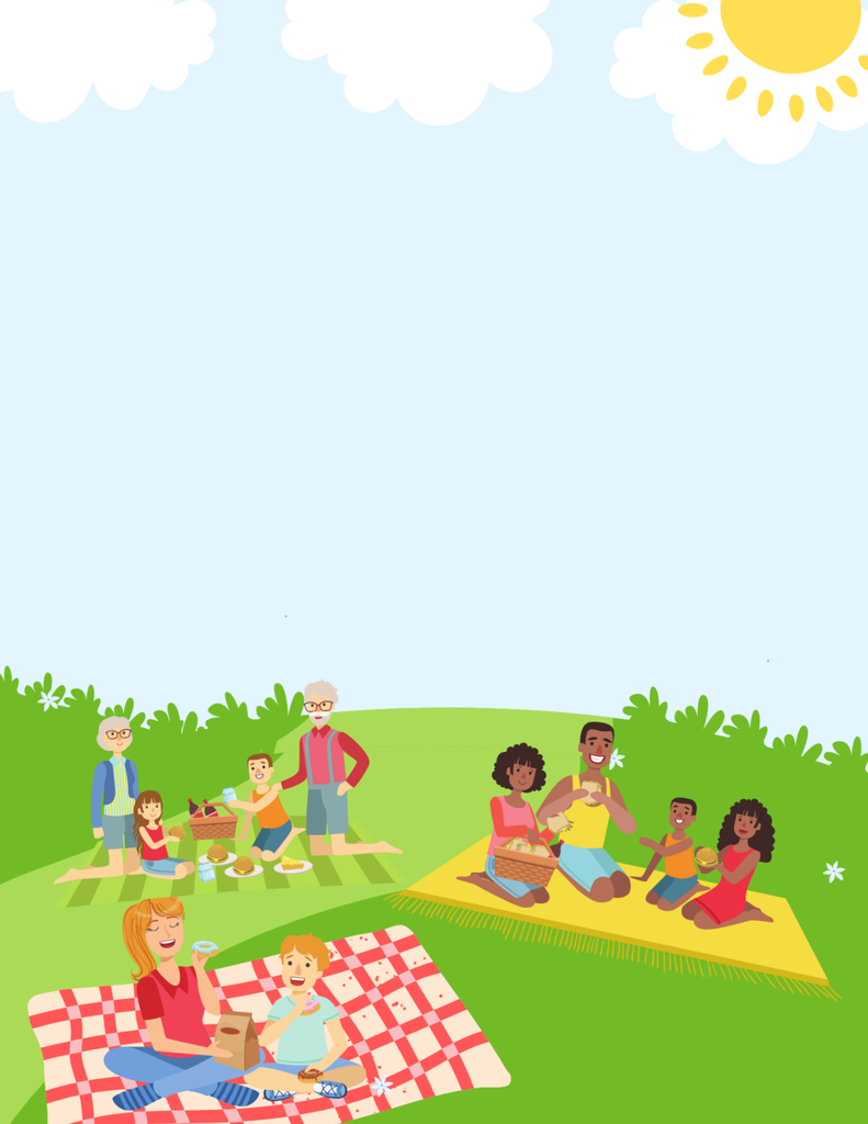 Picnic scene with families.