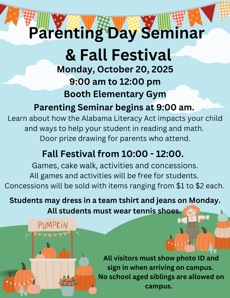 Parenting Day and Fall Festival - Monday, October 20 from 9:00 - 12:00.  