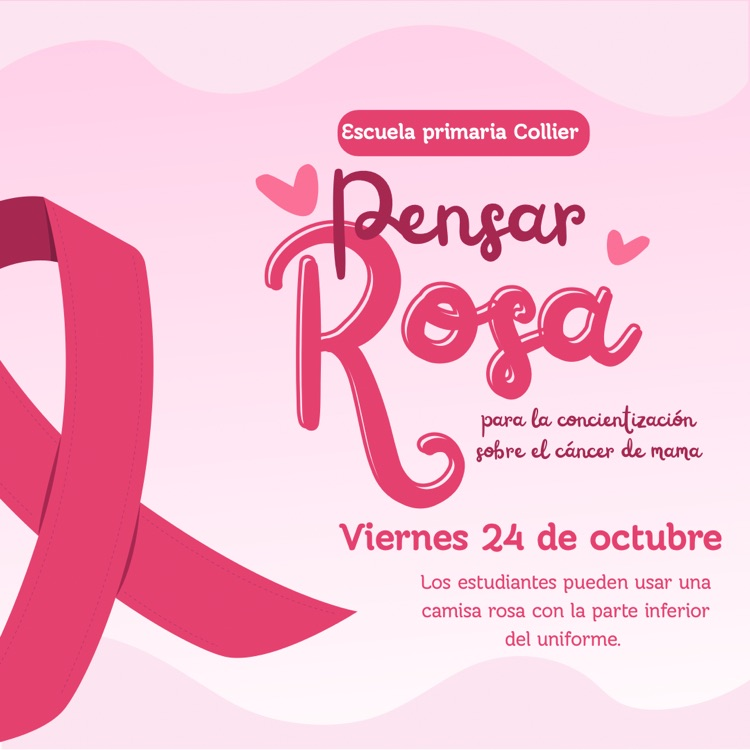 Los estudiantes pueden usar camisas rosadas el 24 de octubre.