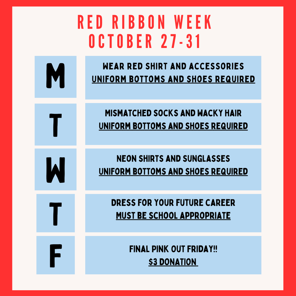 Red Ribbon Week Dress Out Days