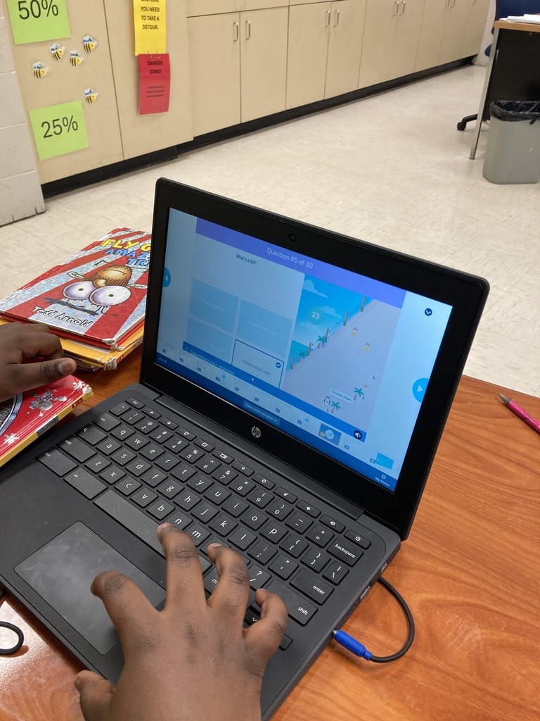 Ms. Young's class used a nearpod lesson to learn more about landforms. They were able to work at their own pace to complete the vocabulary, create drawings of landforms, and answer multiple choice questions.