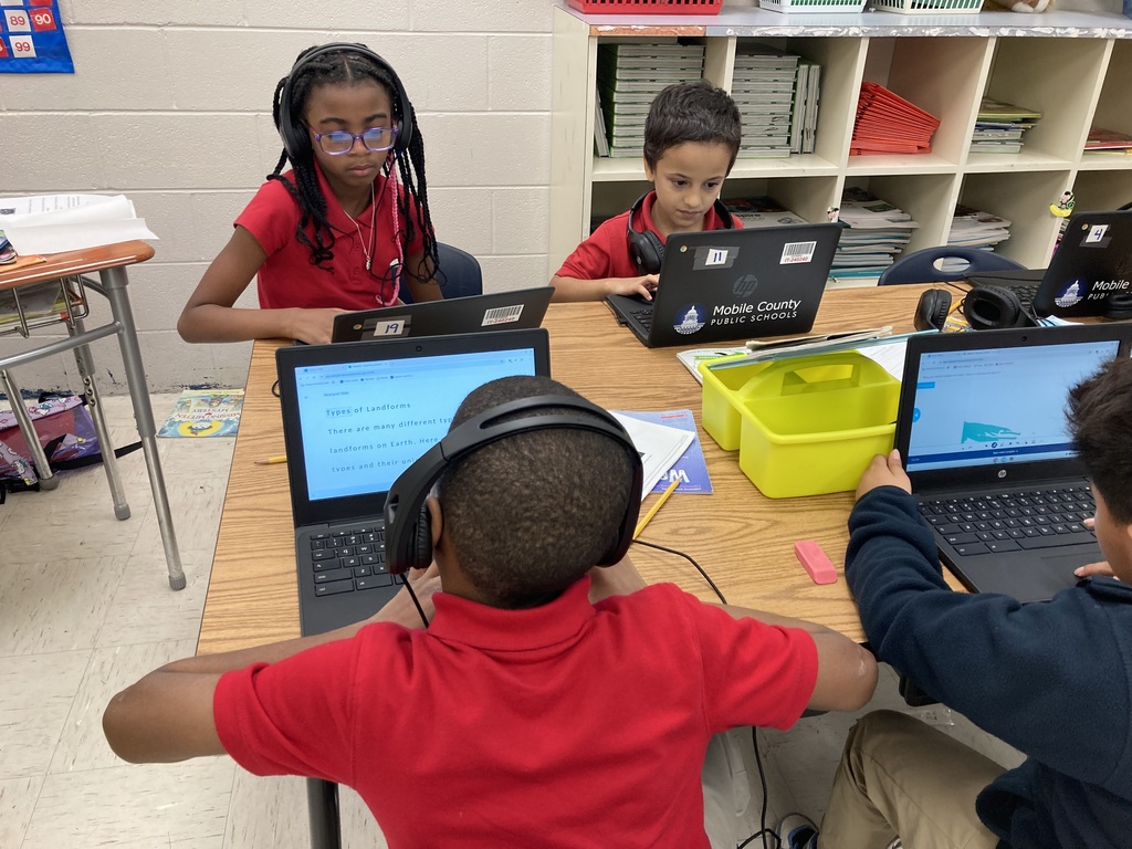 Ms. Young's class used a nearpod lesson to learn more about landforms. They were able to work at their own pace to complete the vocabulary, create drawings of landforms, and answer multiple choice questions.