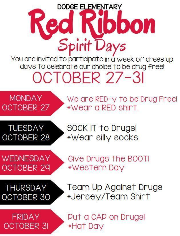 Red Ribbon Week Spirit Days