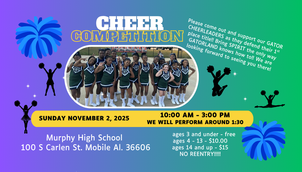 Please support our cheerleaders at the cheer competition this Sunday, November 2, 2025.