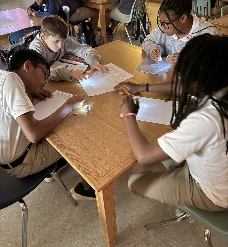 Students working at a table