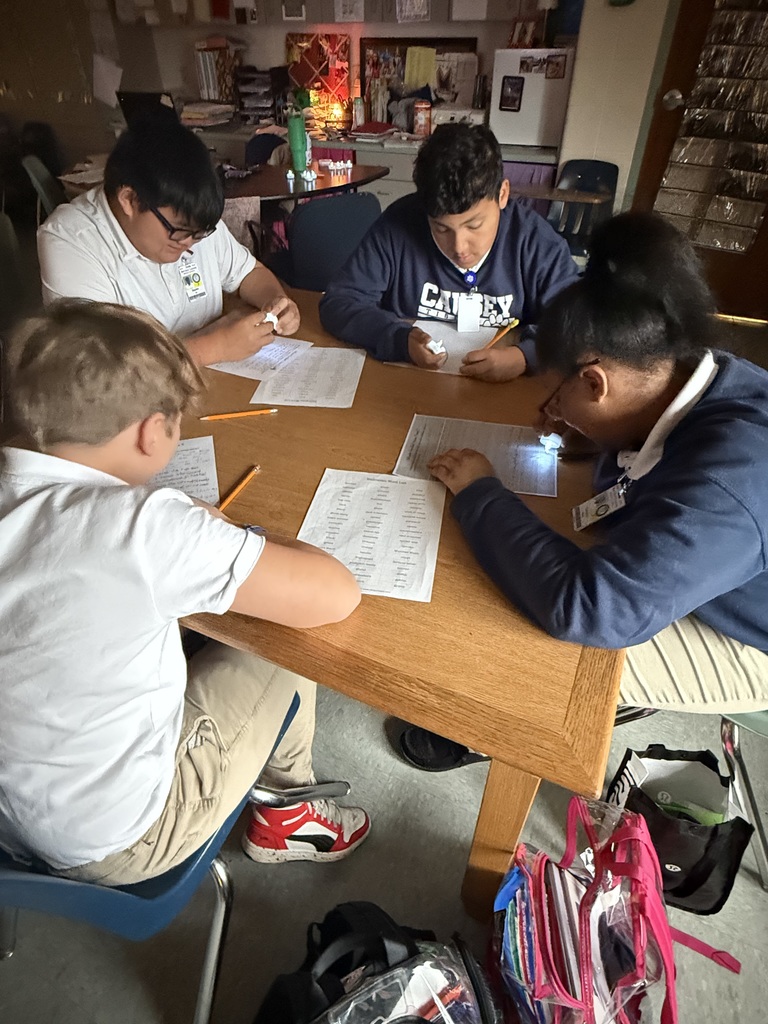Students working at a table