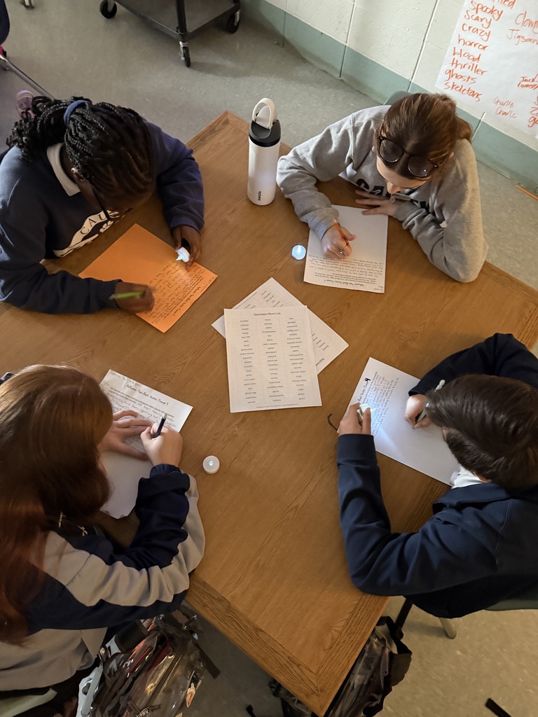 Students working at a table