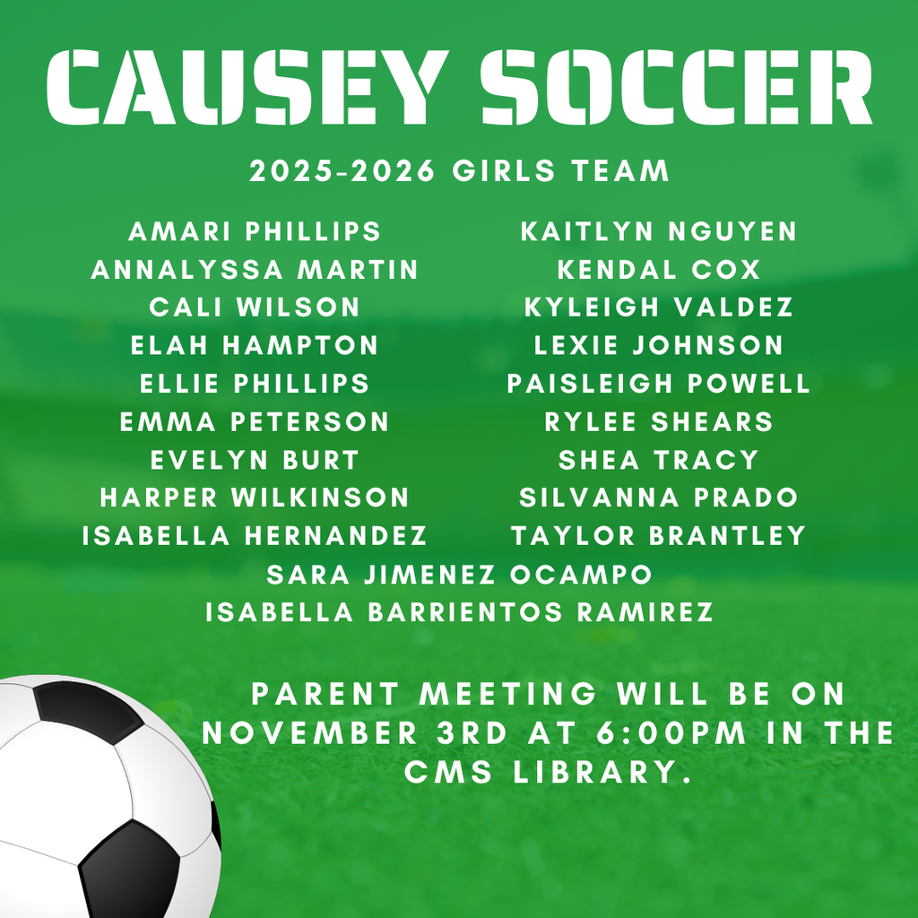 Graphic with list of girls soccer for 25-26