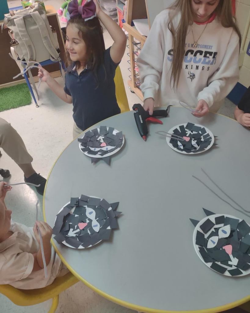 Pre-K students working on art project