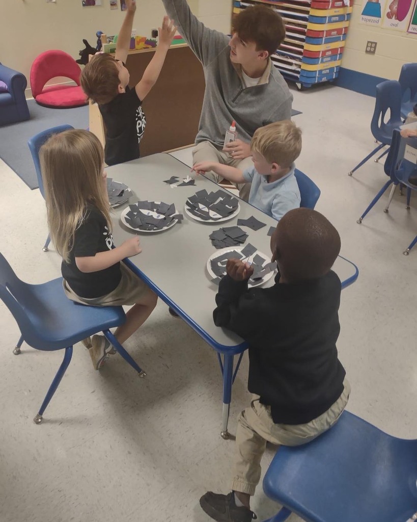 Pre-K students working on art project