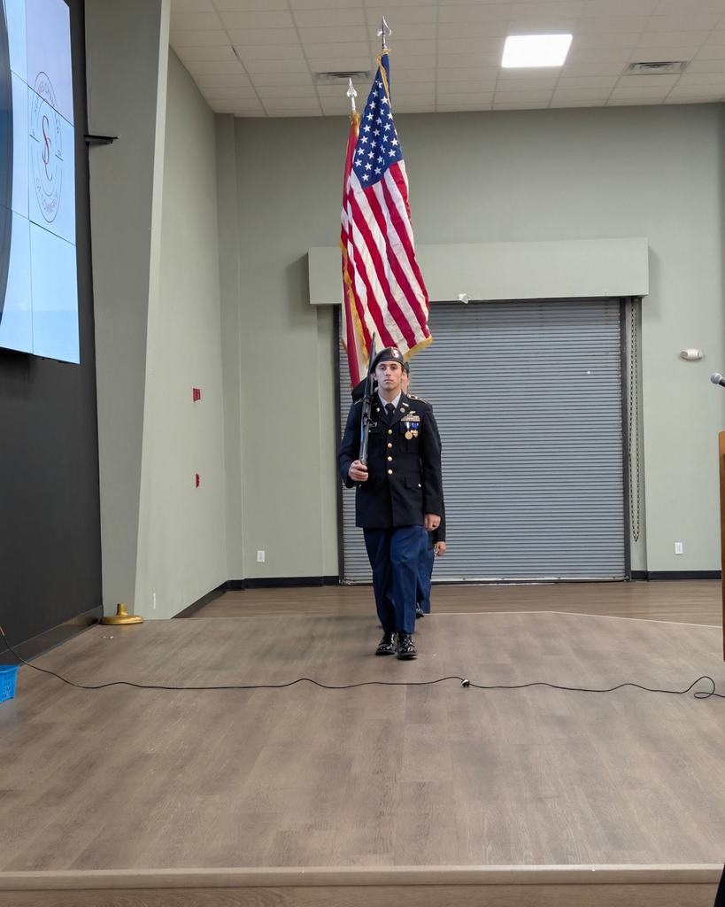 JROTC cadets presenting the colors.
