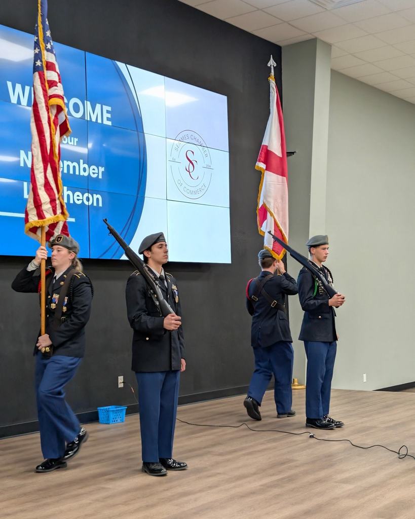 JROTC cadets presenting the colors.