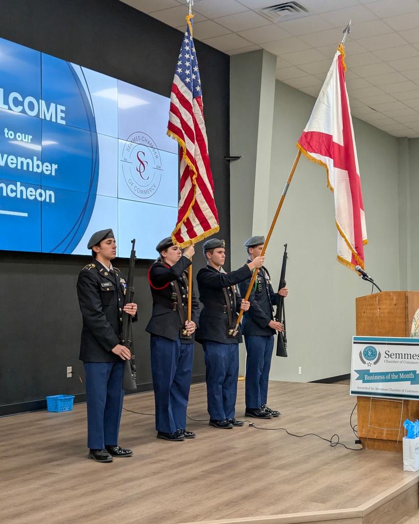 JROTC cadets presenting the colors.