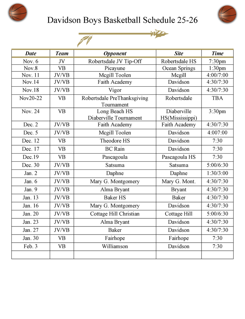 bball schedule