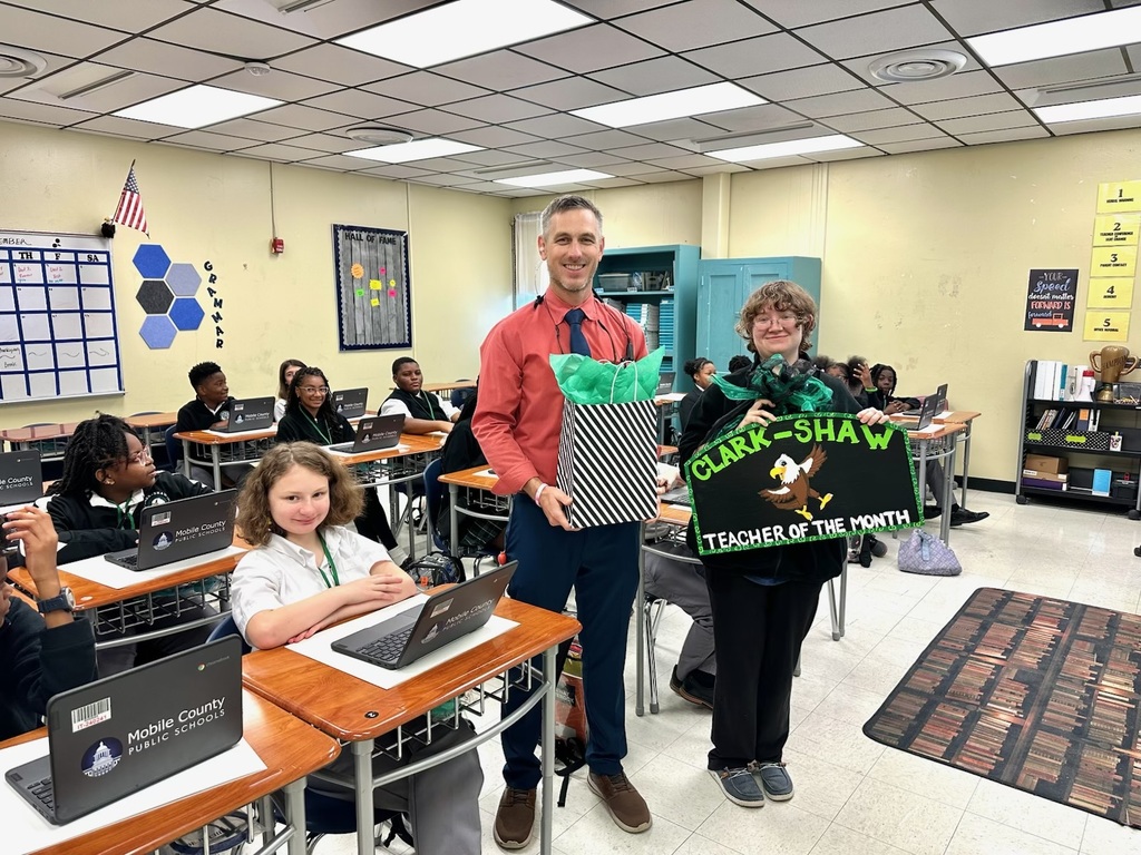 Image of Mr. Mashburn and Ms. McDonald, our November teacher of the month