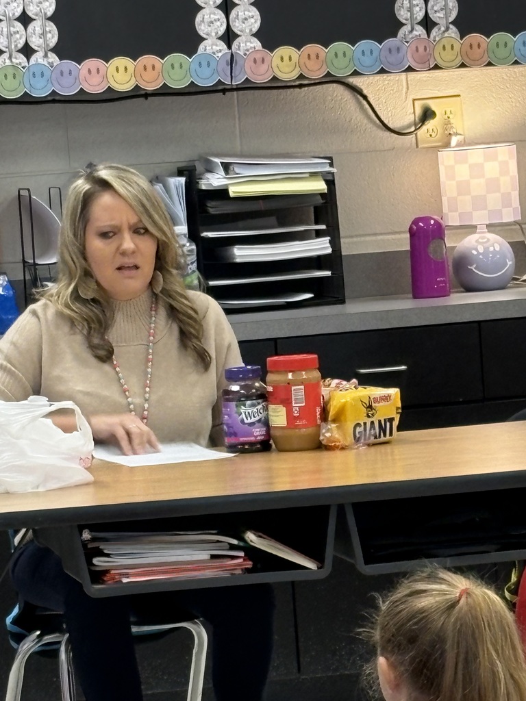 Mrs. Fortner trying to build a PBJ