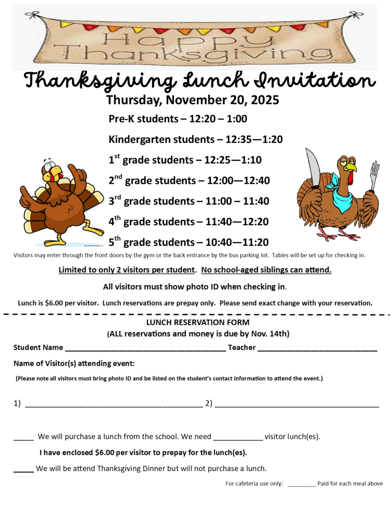 Thanksgiving lunch schedule