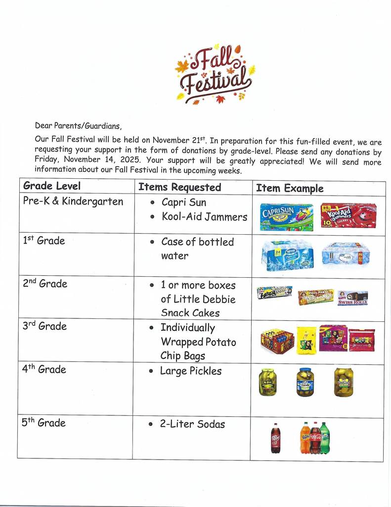 Fall Festival 2025 Donations