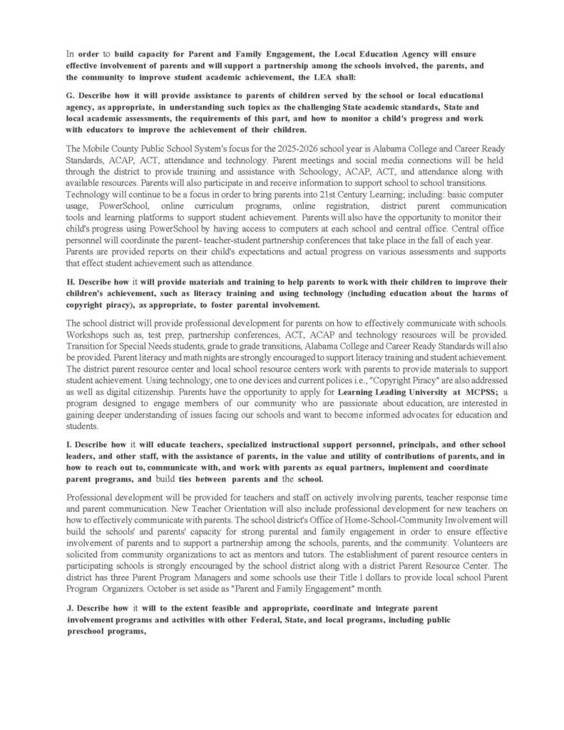 2025-2026 MCPSS Parent and Family Engagement Plan