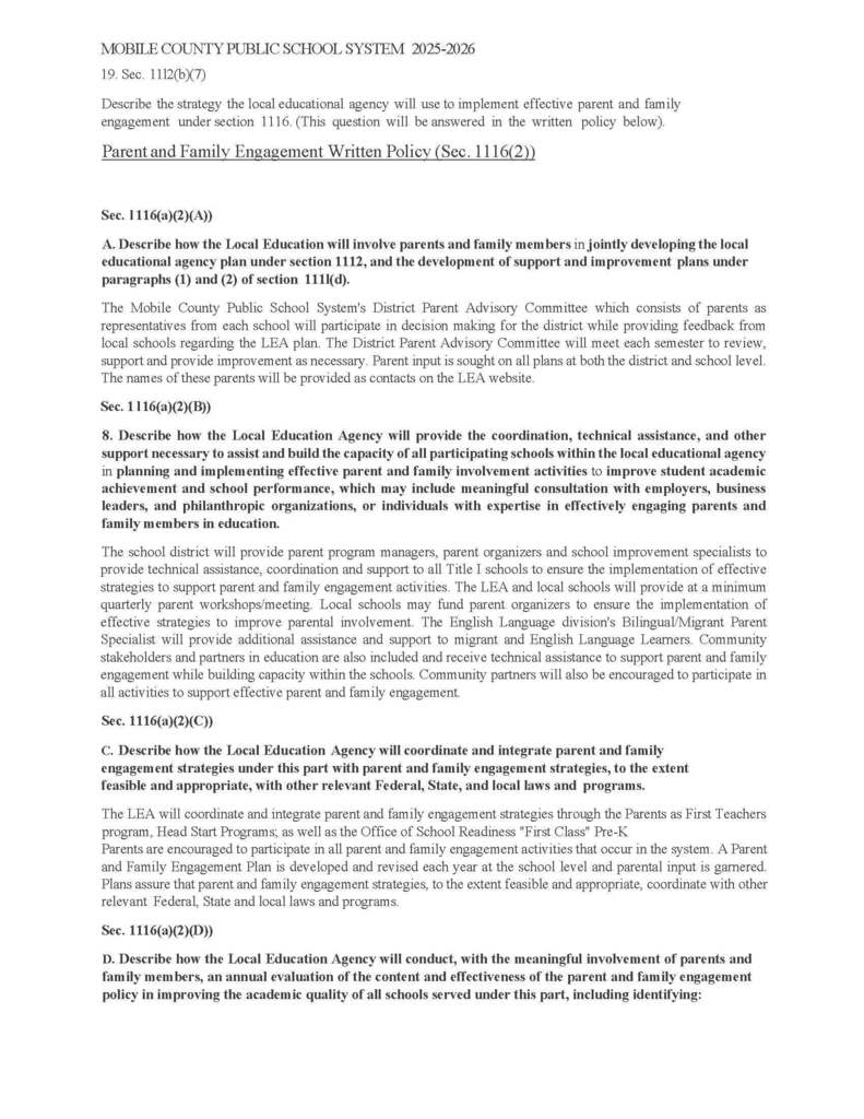 2025-2026 MCPSS Parent and Family Engagement Plan