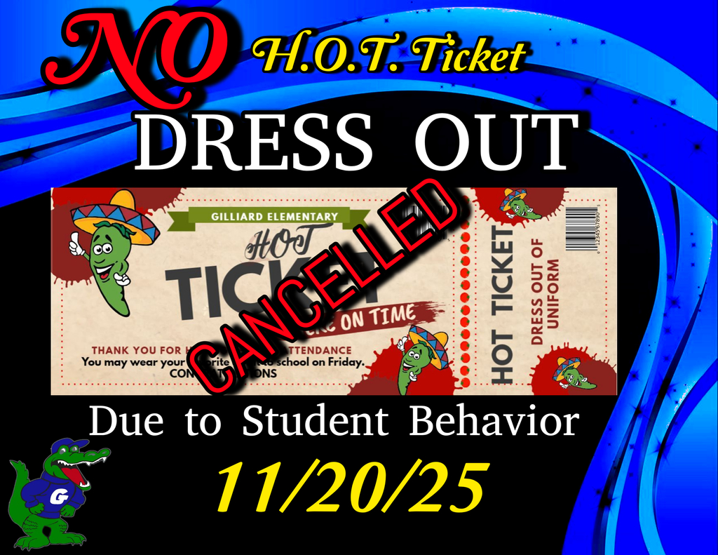 Good afternoon. I hope this message finds you well. Due to the students' behavior this week, H.O.T. Tickets were not given out to any students. All students are to be dressed in uniform tomorrow. Thank you!