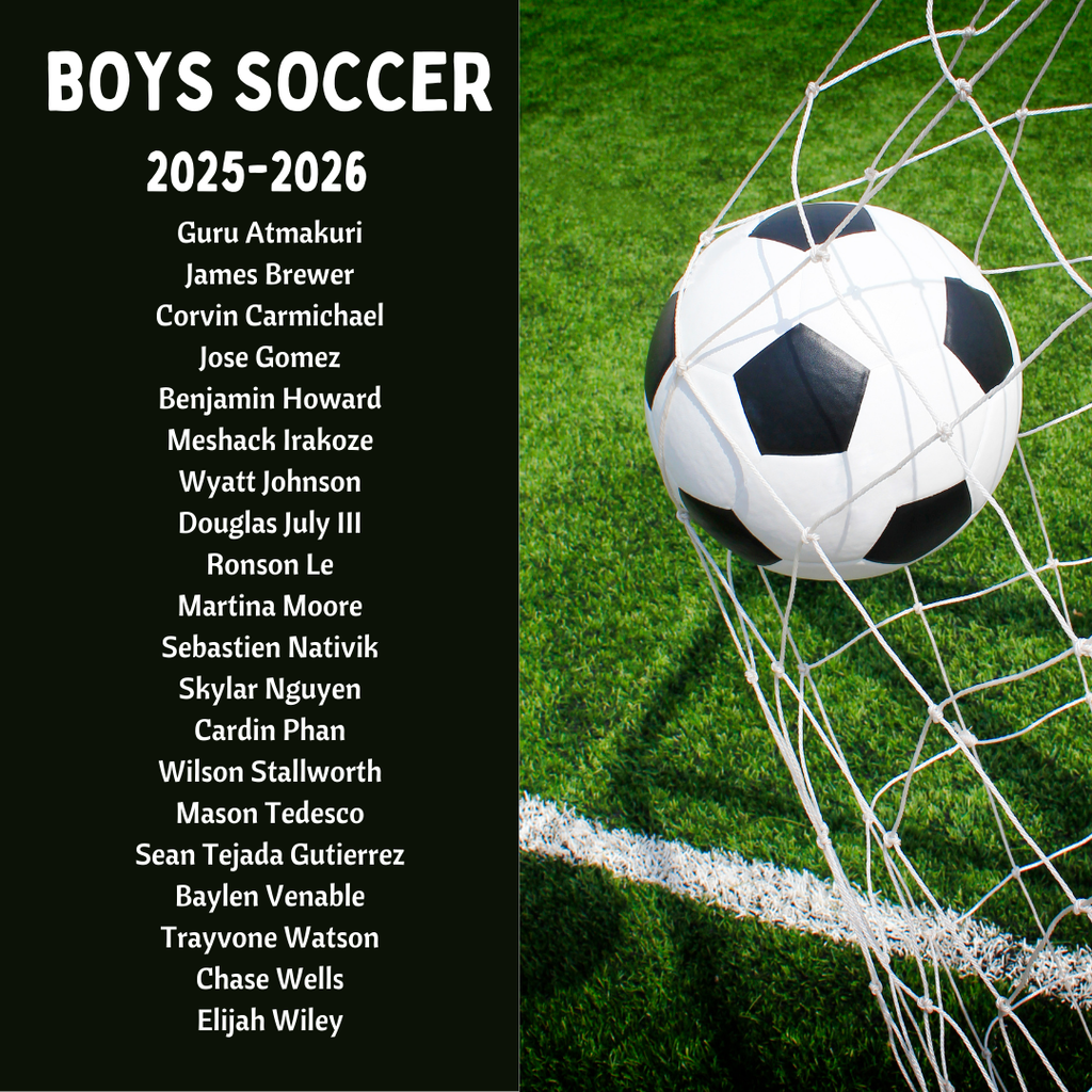 Boys Soccer Team for 2025-2026- names are listed in the caption 