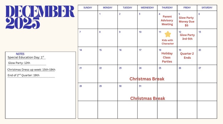 December event calendar