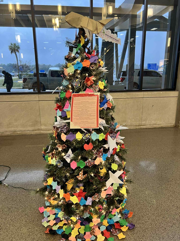 christmas tree with origami ornaments