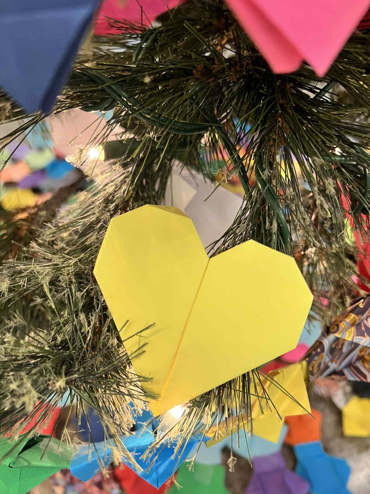 Heart origami ornament