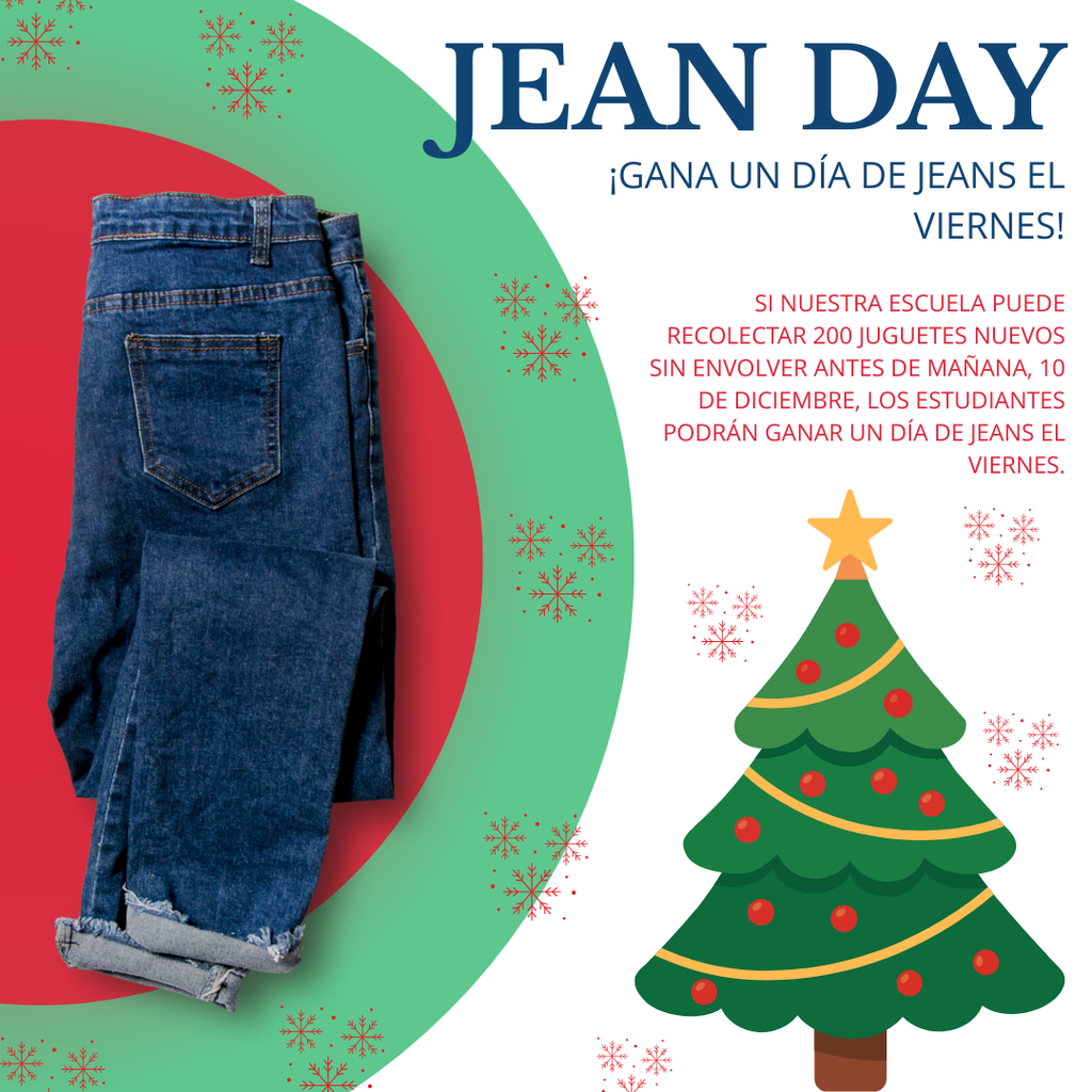 Tomorrow is the LAST day for Stuff the Bus! If our school can collect 200 new, unwrapped toys by TOMORROW, December 10th, students will earn a jean day on Friday, December 12th. All donated toys go towards children in need - thank you for helping us spread holiday cheer!