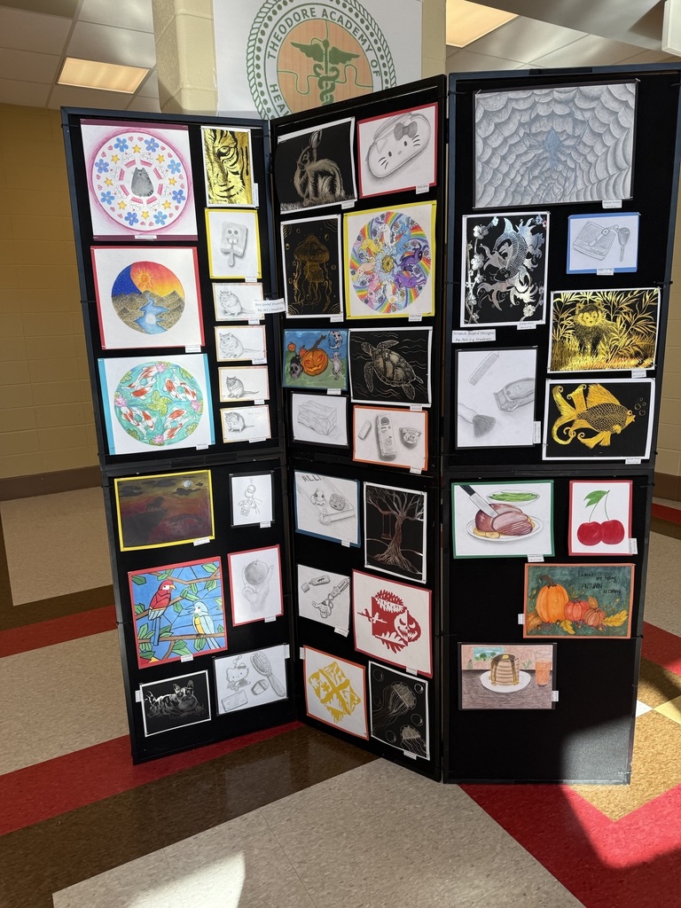 Art students display their work at the Fine Arts Christmas program. 