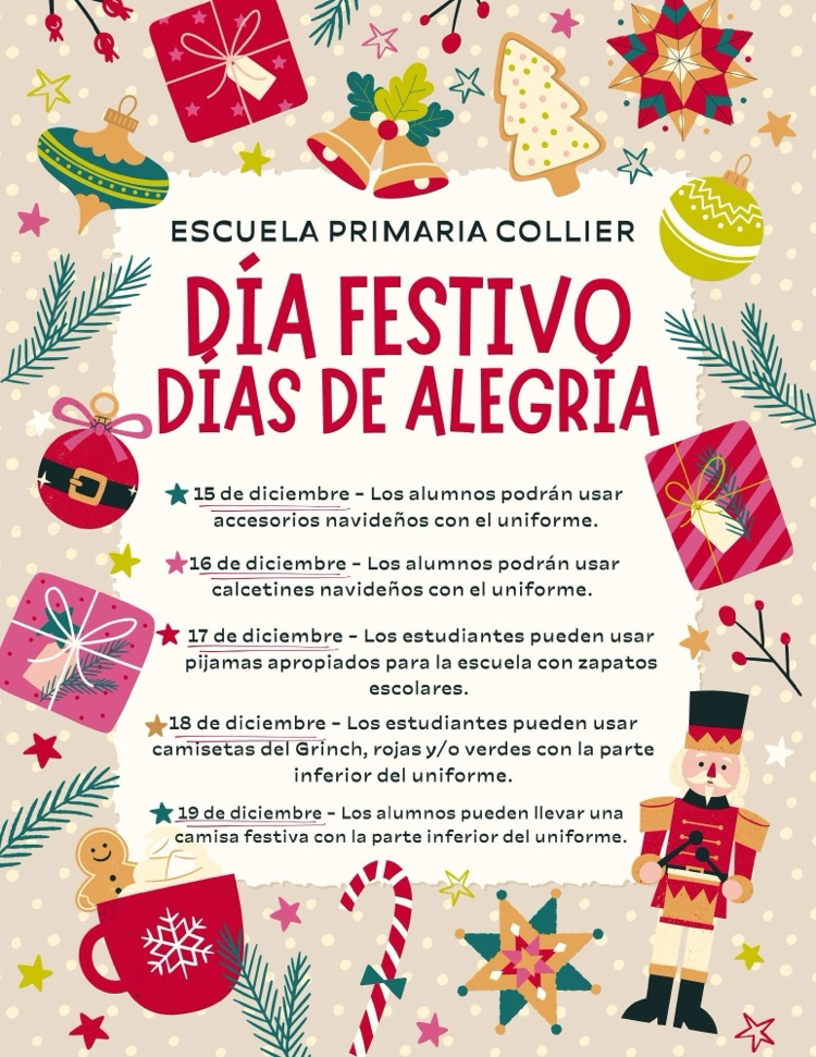 holiday cheer days December 15th-19th