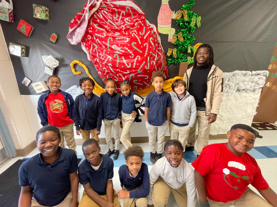 Students together wearing their Christmas attire 